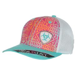 Ariat Pink Turquoise Multicolor Tribal Mesh Back Cap Special Offers