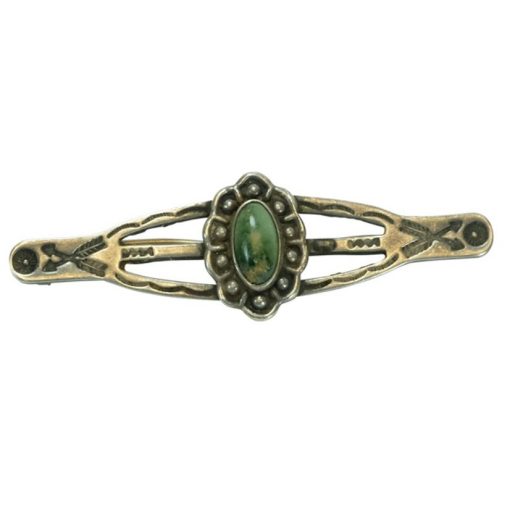 Vintage Silver and Oval Green Turquoise Pin Quality Guarantee