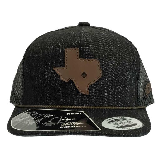 Hooey Tejas Black 5 Panel Trucker with Leather Texas Patch Meshback Cap Special Offers