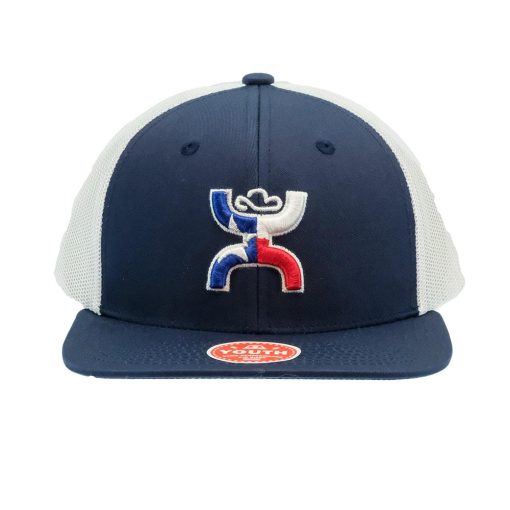 Hooey Texican 6-Panel Navy White Trucker Youth Cap with Texas Flag Hooey Logo Discount Store