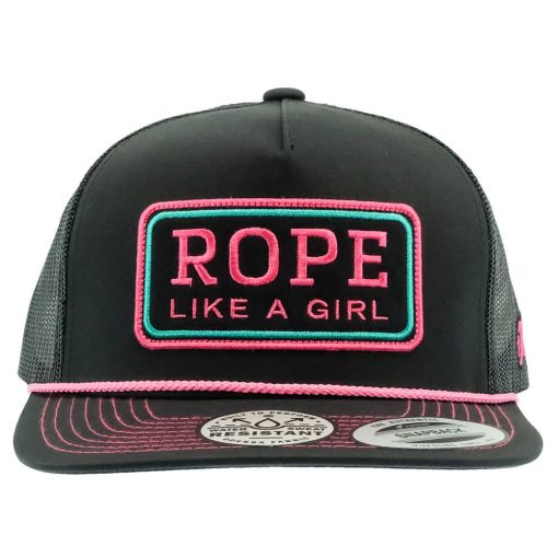 Hooey Rope Like A Girl Black with Hot Pink Patch Meshback Cap Discounts