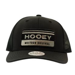 Hooey Horizon Black 6 Panel Trucker with Black Grey Rectangle Patch Cap Special Offers
