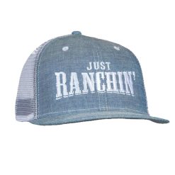 Dale Brisby Just Ranchin Light Denim and White Meshback Cap Quality Guarantee