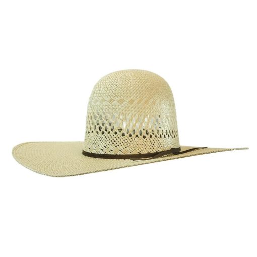 STT Natural Twisted Weave 2 Cord Chocolate Band 5″ Brim Open Crown Straw Hat Gift Selection