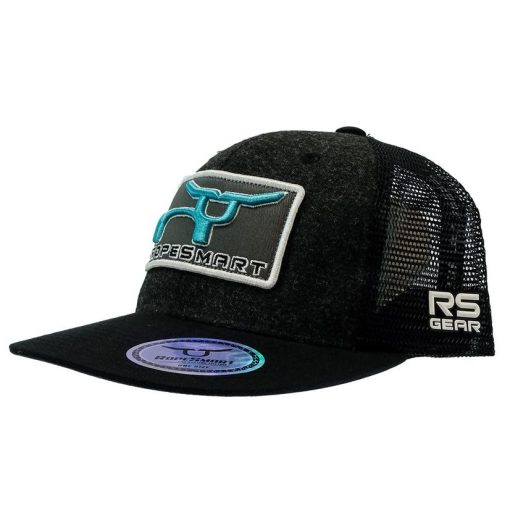 RopeSmart Heather Black with Teal Steer Patch Meshback Cap Exquisite Gifts