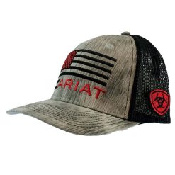 Ariat Grey and Black with Red Black Flag Embroidery Meshback Cap Limited Edition