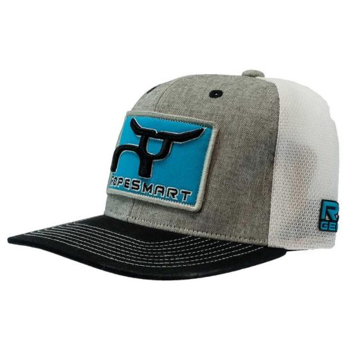 Ropesmart Heather Gray and White with Turquoise Patch Meshback Cap Discount Store