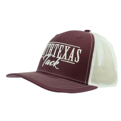 STT Maroon and White Mesh Back Cap Fashionable