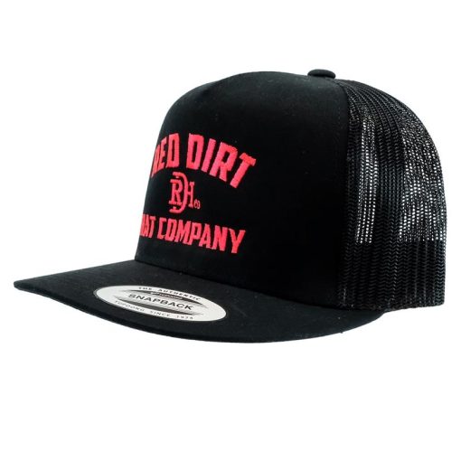 Red Dirt Hat Black with Red Embroidered Logo Meshback Cap Fashionable