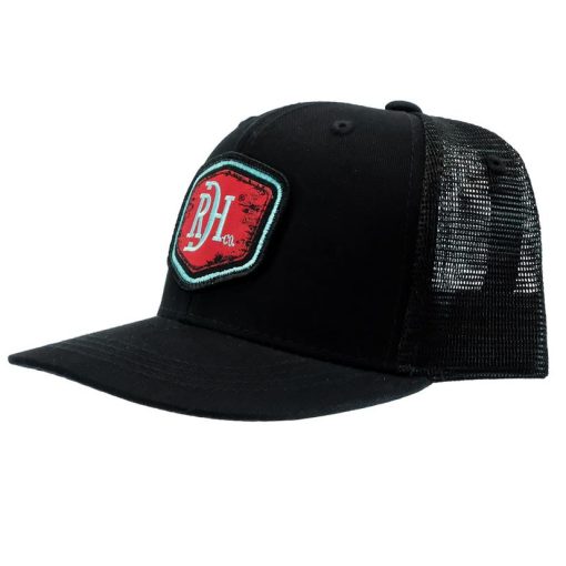 Red Dirt Hat Black with Red RDH Patch Meshback Youth Cap Cut Price