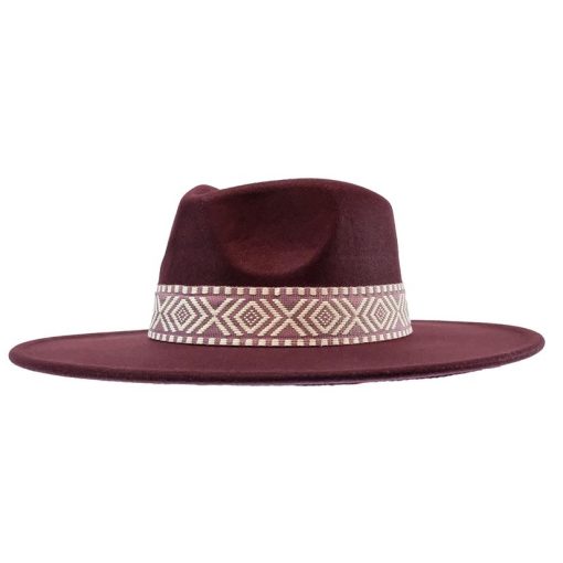 Purple Boho Stripe Felt Hat Fashion