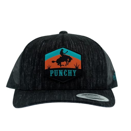 Hooey Punchy Black 6 Panel Trucker with Patch Logo Outlet