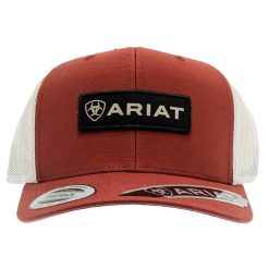 Ariat Rust Red Black Patch White Meshback Cap Fashionable