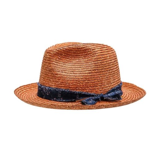 Wyeth Archie Wheat Straw Hat with Braided Chambray Hatband Discount Store