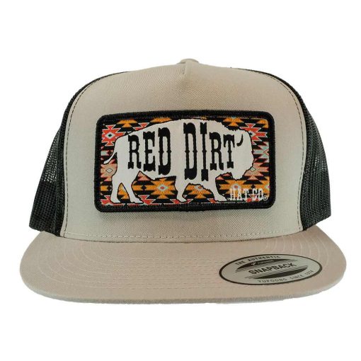 Red Dirt Hat Co Great White Buffalo Silver Black Meshback Cap