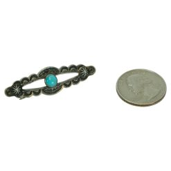Vintage Turquoise and Silver Scalloped Pin Official