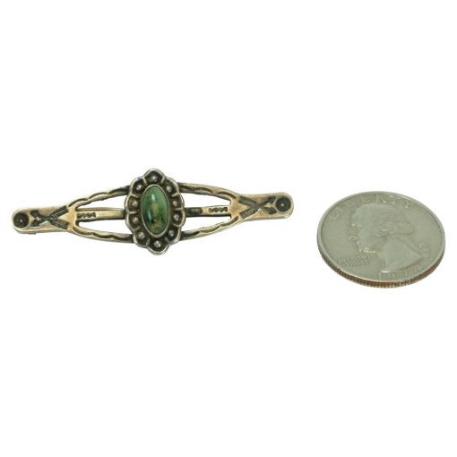 Vintage Silver and Oval Green Turquoise Pin Quality Guarantee