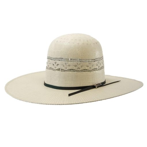 Twister Bangora 4.5″ Brim Open Crown Natural and Grey Straw Hat Gift Selection