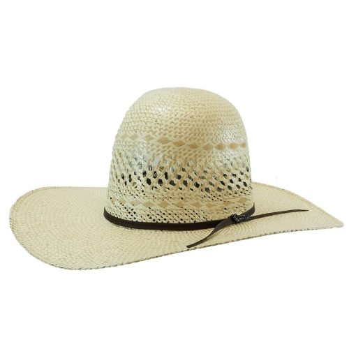 STT Natural Tan Twisted Weave Leather Sweat Band 4.5″ Brim Open Crown Straw Hat Fashion